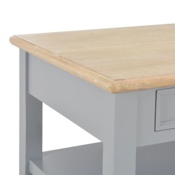 Tavolino Salotto Grigio 100x50x41,5 cm Legno Massello Paulownia