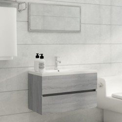    Set Mobili da Bagno 2 pz Grigio Sonoma in Legno Ingegnerizzato