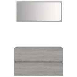    Set Mobili da Bagno 2 pz Grigio Sonoma in Legno Ingegnerizzato