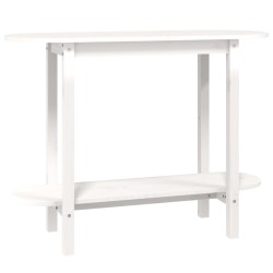    Tavolo Consolle Bianco 110x40x80 cm in Legno Massello di Pino