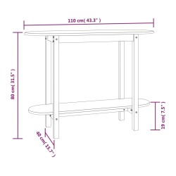    Tavolo Consolle Bianco 110x40x80 cm in Legno Massello di Pino