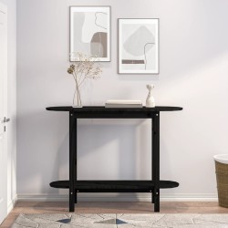    Tavolo Consolle Nero 110x40x80 cm in Legno Massello di Pino