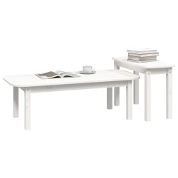    Set Tavolini da Salotto 2 pz Bianco in Legno Massello di Pino