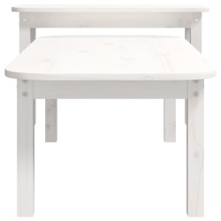    Set Tavolini da Salotto 2 pz Bianco in Legno Massello di Pino