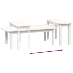    Set Tavolini da Salotto 2 pz Bianco in Legno Massello di Pino