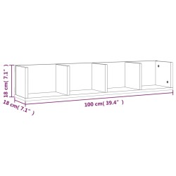    Mensola Muro Porta PC Rovere Fumo 100x18x18cm Legno ingegnerizzato