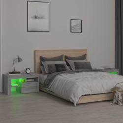 vidaXL Comodini 2 pz con Luci LED Grigio Sonoma 70x36,5x40 cm