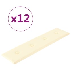 Pannelli Murali 12 pz Crema 60x15 cm Similpelle 1,08 m²