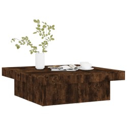    Tavolino da Salotto Rovere Fumo 90x90x28 cm Legno ingegnerizzato