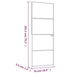    Porta Interna Nera 76x201,5cm Vetro Temperato Alluminio Sottile