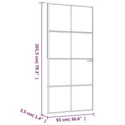    Porta Interna Nera 93x201,5cm Vetro Temperato Alluminio Sottile