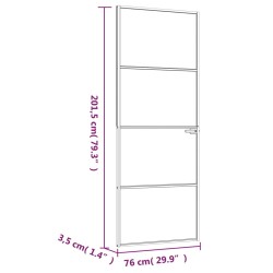    Porta Interna Bianca 76x201,5 cm Vetro Temperato Alluminio Slim