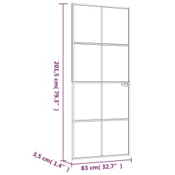 Porta Interna Bianca 83x201,5 cm Vetro Temperato Alluminio Slim