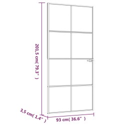 Porta Interna Bianca 93x201,5cm Vetro Temperato Alluminio Slim