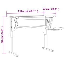    Scrivania Bianca Grigia 110x53x(58-87) cm Multistrato e Acciaio