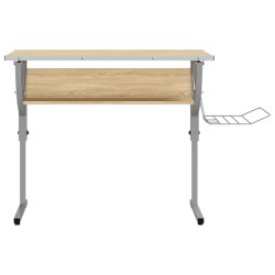    Scrivania Sonoma e Grigio 110x53x(58-87) cm Multistrato Acciaio