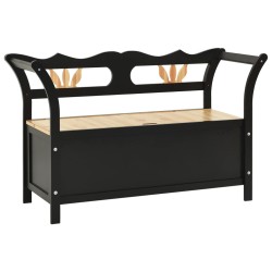    Panca Nera 107x45x75,5 cm Legno Massello di Abete