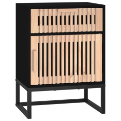 Comodino Nero 40x30x55,5 cm Legno ingegnerizzato e Ferro