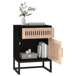 Comodino Nero 40x30x55,5 cm Legno ingegnerizzato e Ferro