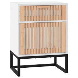 Comodino Bianco 40x30x55,5 cm Legno ingegnerizzato e Ferro