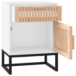 Comodino Bianco 40x30x55,5 cm Legno ingegnerizzato e Ferro