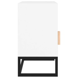 Comodino Bianco 40x30x55,5 cm Legno ingegnerizzato e Ferro