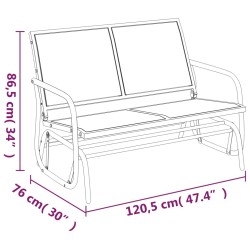    Panca Glider Giardino Nera 120,5x76x86,5 cm Textilene e Acciaio