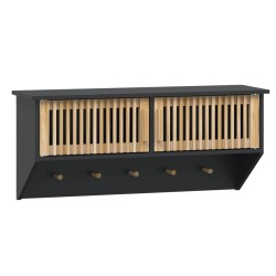    Armadietto Parete con Ganci Nero 80x24x35,5cm Legno ingegnerizzato