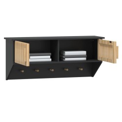    Armadietto Parete con Ganci Nero 80x24x35,5cm Legno ingegnerizzato