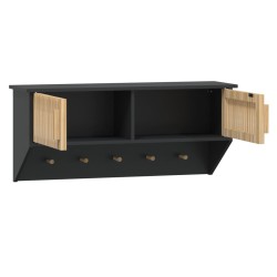    Armadietto Parete con Ganci Nero 80x24x35,5cm Legno ingegnerizzato