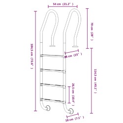 Scala per Piscina 54x38x184,5 cm Acciaio Inox 304