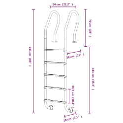    Scala per Piscina 54x38x211 cm Acciaio Inox 304