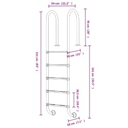 Scala per Piscina 54x38x211 cm Acciaio Inox 304