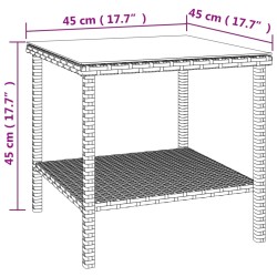    Tavolino Nero 45x45x45 cm Polyrattan e Vetro Temperato