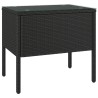    Tavolino Nero 53x37x48 cm Polyrattan e Vetro Temperato