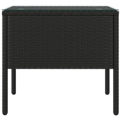    Tavolino Nero 53x37x48 cm Polyrattan e Vetro Temperato