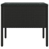    Tavolino Nero 53x37x48 cm Polyrattan e Vetro Temperato