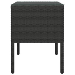    Tavolino Nero 53x37x48 cm Polyrattan e Vetro Temperato