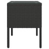    Tavolino Nero 53x37x48 cm Polyrattan e Vetro Temperato