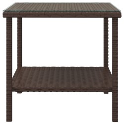    Tavolino Marrone 45x45x45 cm Polyrattan e Vetro Temperato