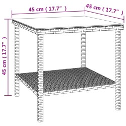    Tavolino Marrone 45x45x45 cm Polyrattan e Vetro Temperato