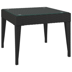    Tavolino Nero 50x50x38 cm Polyrattan e Vetro Temperato