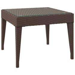    Tavolino Marrone 50x50x38 cm Polyrattan e Vetro Temperato