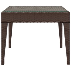    Tavolino Marrone 50x50x38 cm Polyrattan e Vetro Temperato