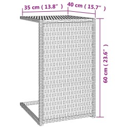    Tavolino a C Nero 40x35x60 cm in Polyrattan