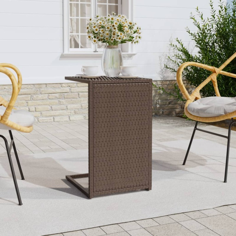    Tavolino a C Marrone 40x35x60 cm in Polyrattan