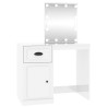 Toeletta con LED Bianco Lucido 90x50x132,5cm Legno ingegnerizzato