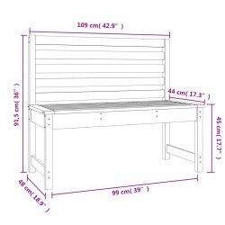    Panca da Giardino 109 cm in Legno Massello di Pino