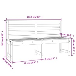    Panca da Giardino Bianca 157,5 cm in Legno Massello di Pino