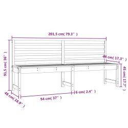    Panca da Giardino Miele 201,5 cm in Legno Massello di Pino